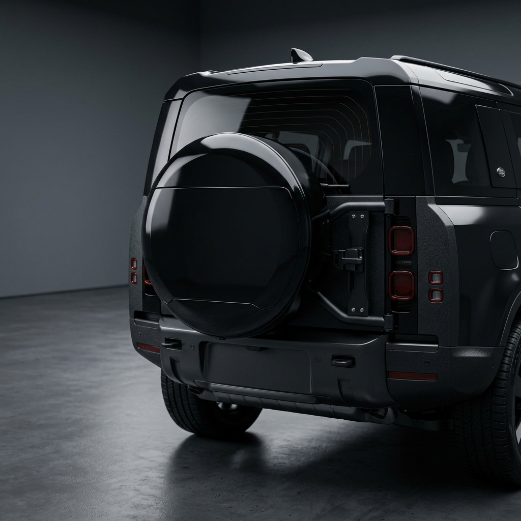 AI Generated Defender Spare Wheel Cover - Premium Gloss Black